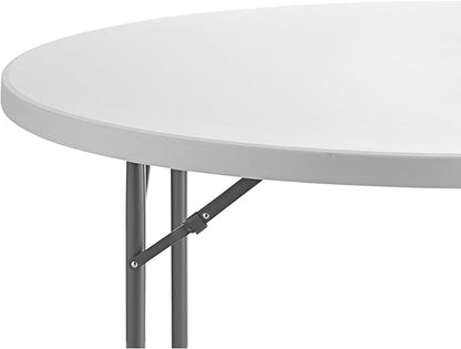 6 Pack 60" Round Granite White Plastic Folding Table - Heavy Duty Banquet, Party, Wedding Table - 5-Foot