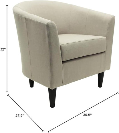 Pemberly Row 17.5" Traditional Fabric Club Chair in Beige Finish
