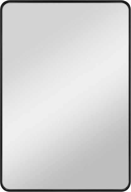 MCS Master & Co. Modern Metal Large Wall Mirror, Minimalist Home Decor Rectangle Mirror with Rounded Corners for Living Room, Bedroom, or Bathroom, 30 by 44 Inch, Black