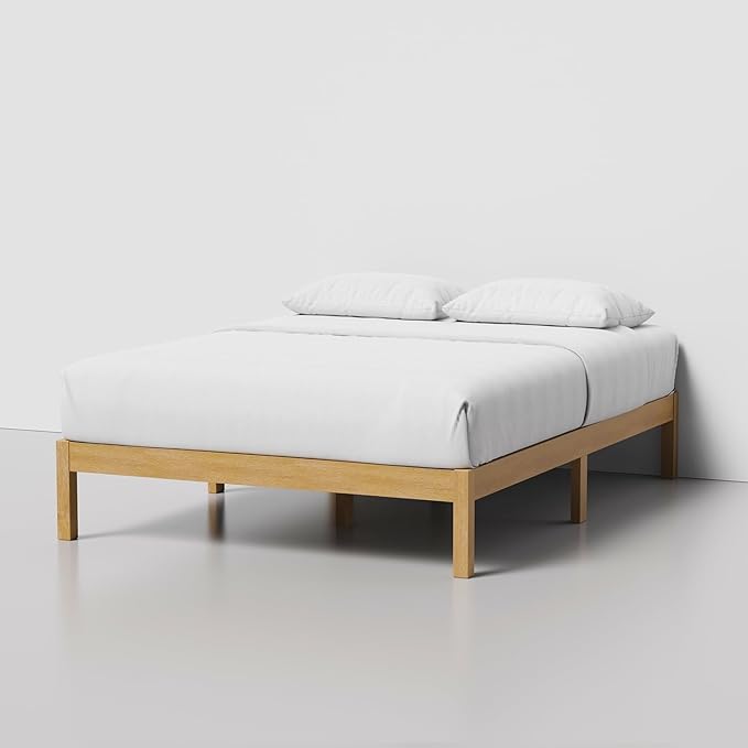 LIFEMENT Classic Wood Platform Bed Frame, Essential, Noise Free, Under Bed Storage, No Box Spring Needed, Easy Assembly (Natural, Queen (U.S. Standard))