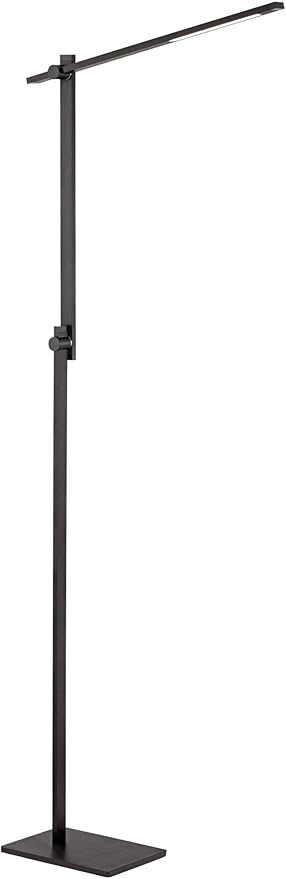 Possini Euro Design Barrett Modern Minimalist Task Floor Lamp LED Standing Base Adjustable 53" Tall Anodized Black Metal Touch On Off Decor for Living Room Reading House Bedroom Home