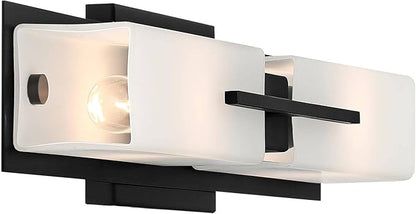 Possini Euro Design Midtown Mid-Century Modern Wall Mounted Light Black Metal Hardwired 23 1/2" Wide Light Bar Fixture White Opal Glass Shades for Bathroom Vanity Mirror House Home Room Decor