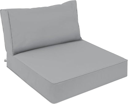AAAAAcessories Outdoor Deep Seat Cushions, Waterproof, Fade-Resistant Patio Furniture Replacement Cushions, 23.5" x 25.5" x 5" + 23.5" x 13.5", Gray