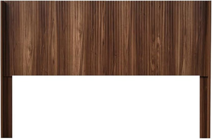 KEIKI Wooden Queen Size Headboard Only, 64.5" Wide Farmhouse Headboards with Wall Mounted Fluted Panel & Wingback for Bedroom, Walnut Brown