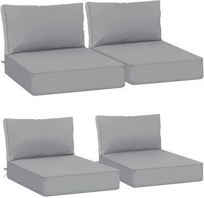 AAAAAcessories Outdoor Deep Seat Cushions, Waterproof, Fade-Resistant Patio Furniture Replacement Cushions, 23.5" x 25.5" x 5" + 23.5" x 13.5", Set of 4, Gray