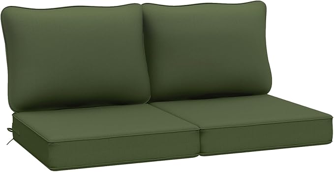 AAAAAcessories Outdoor Deep Seat Cushions, Waterproof, Fade-Resistant Patio Furniture Replacement Cushions, Set of 2, 24" x 24" x 5", Woodland Green