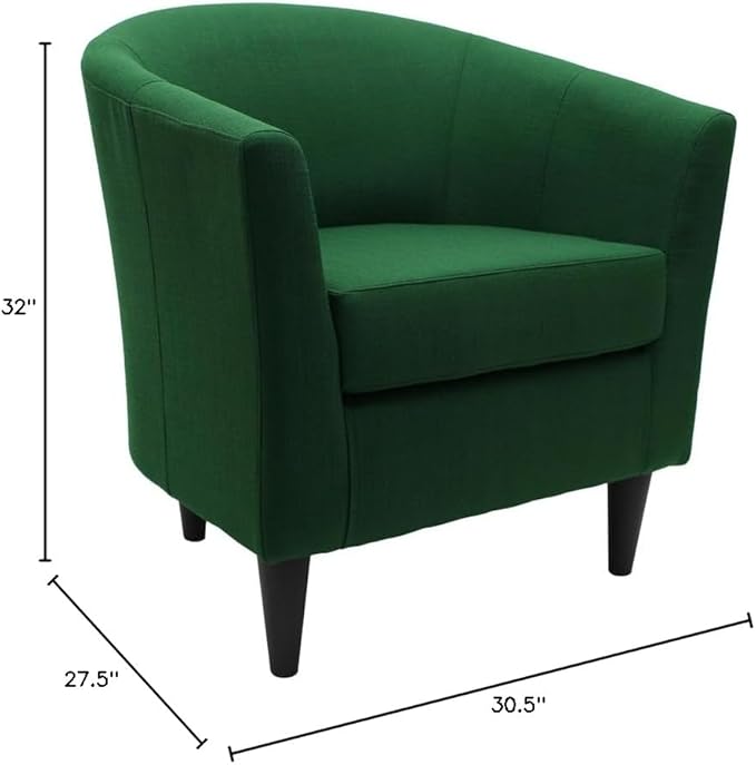 Pemberly Row 17.5" Traditional Fabric Club Chair in Emerald Green