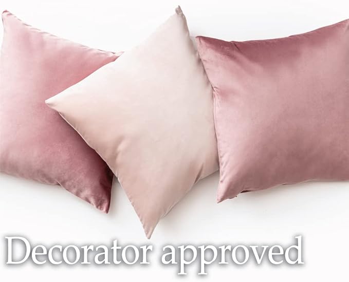 lalaLOOM Velvet Throw Pillow Covers, Set of 2 Decorative Square Pillows Home Decor, Soft Accent Cases, Silky Machine Washable Pillowcases for Sofa, Couch, Bedroom, Living Room, 16x16, Light Gray