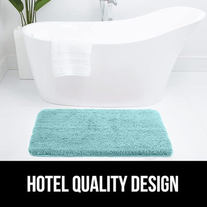 GORILLA GRIP Bathroom Rugs, 42x24, Ultra Soft Absorbent Mat, Thick Plush Bath Rug, Machine Washable, Microfiber Quick Dry, Mats for Shower, Bathtub and Floor, Home Decor Accessories, Spa Blue
