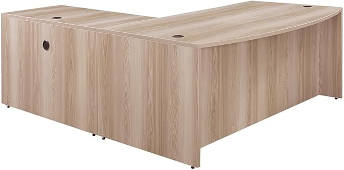 NBF at Work Reversible L-Shaped Executive Office Desk - Durable Gray Laminate Computer Desk with Lockable Two Drawers - Modern Desk with Storage and File Cabinet - Work Desk for Home (71" W, Gray)