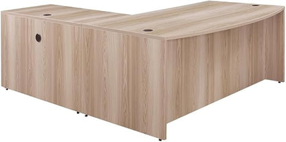 NBF at Work Reversible L-Shaped Executive Office Desk - Durable Gray Laminate Computer Desk with Lockable Two Drawers - Modern Desk with Storage and File Cabinet - Work Desk for Home (71" W, Gray)