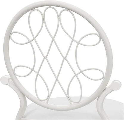 Hillsdale O'Malley Metal Vanity Stool for Makeup Room or Bathroom, White