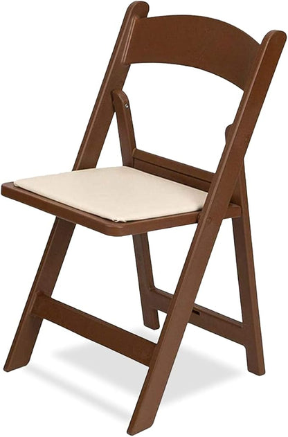 EventStable Titan PRO Resin Folding Chair - Brown with Ivory Indoor/Outdoor Lightweight Foldable Chair - Vinyl Padded Folding Chair for Weddings Parties Events - 100 Pack