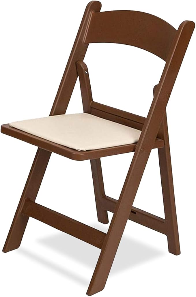 EventStable Titan PRO Resin Folding Chair - Brown with Ivory Indoor/Outdoor Lightweight Foldable Chair with Vinyl Padded for Weddings Parties Events - 50 Pack