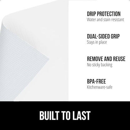GORILLA GRIP DripGuard Shelf Liner, Non Adhesive Drawer and Kitchen Cabinet Protector, Slip Resistant BPA Free Smooth Surface Plastic Liners for Cabinets, Bathrooms, Closets, 17.5x240 Inch, White