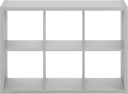 Furinno CUBICLE Book Shelf, 6-Cube Thick Frame Bookshelf, Horizontally & Vertically Reversible Bookcase with Open Back, 14.6 x 43.8 x 30, for Living Room, Bedroom, Home Office, Light Grey