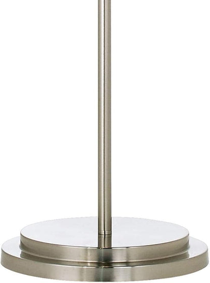 Possini Euro Design Simplicity Modern Minimalist Floor Standing Lamp 59" Tall Brushed Nickel Silver Metal Off White Tapered Drum Shade Decor for Living Room Reading House Bedroom Home