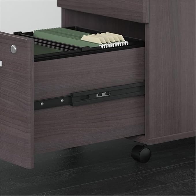 Pemberly Row 72W L Shaped Desk with Drawers in Storm Gray - Engineered Wood