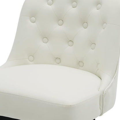 MINCETA Bar Stool, PU Leather Barstool, 26 Inch Upholstered Counter Stool with Low Tufted Back and Footrest, Swivel Counter Height Barstool for Kitchen Island Home Bar White