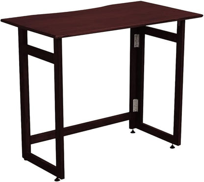 Dawn Riser Solid Wood Folding Table Desk, Writing, Laptop, PC, Space Saving, Easy Storage, Sleek Design, DIY Home Office Desk, Small Spaces Mahogany Color