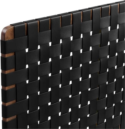 Pemberly Row Weave Vegan Leather King Headboard in Walnut Black