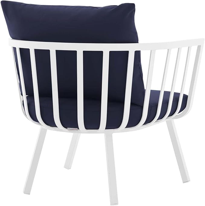 Modway Riverside Outdoor Furniture, 5-Piece Set, White Navy