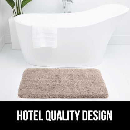 GORILLA GRIP Bathroom Rugs, Ultra Soft Absorbent Mat, Thick Plush Bath Rug, Machine Washable, Microfiber Quick Dry, Mats for Shower, Bathtub and Floor, Home Decor Accessories, 24x17, Beige