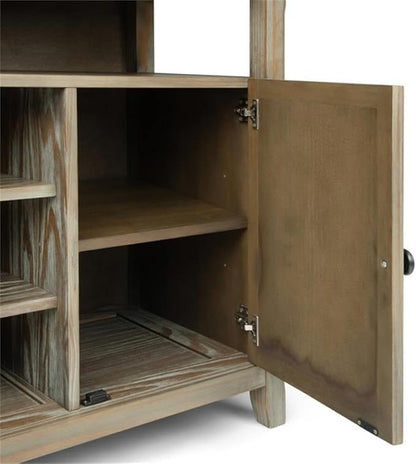 SIMPLIHOME Amherst SOLID WOOD Universal TV Media Stand, 54 inch Wide, Transitional, Living Room Entertainment Center, Cabinet, Shelves, for Flat Screen TVs up to 60 inches, Distressed Grey