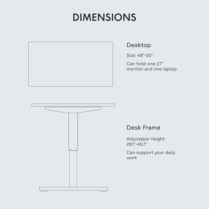 FLEXISPOT EN1 Whole-Piece Standing Desk 48 x 30 Inches Height Adjustable Electric Desk Sit Stand Desk Home Office Desks (Black Frame + Marble Gray Top, 2 Packages)