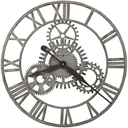 Howard Miller Sibley Wall Clock – Industrial Wall Mount Clock with Wrought Iron Vintage Steampunk Gear Design & Quartz Movement Modern Rustic Timepiece for Office Home Decor & Living Room