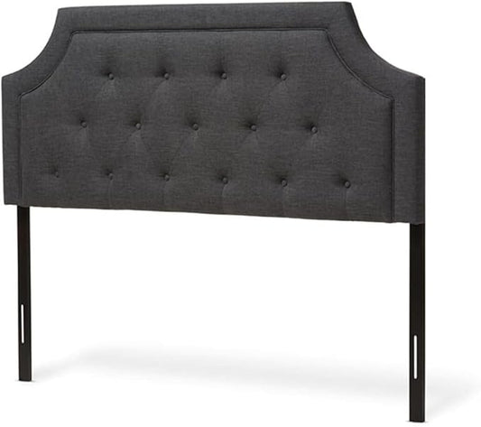 Maykoosh Adjustable Wood Post Headboard - Button Tufted Upholstered Bedroom Headboard King/Dark Gray