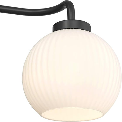 Possini Euro Design Nadia 24" High Modern 3 Light Bathroom Vanity Wall Lamp Light Fixture Mount Over The Sink Mirror Hardwired Cordless Black Milk Glass Shade