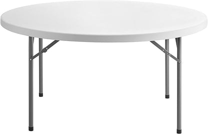2 Pack! 60" Round Granite White Plastic Folding Banquet Table, Heavy Duty, Modern Design, Indoor & Outdoor Use, 8 Seating Capacity