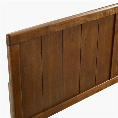 Pemberly Row Queen Modern Rubberwood and MDF Headboard in Walnut