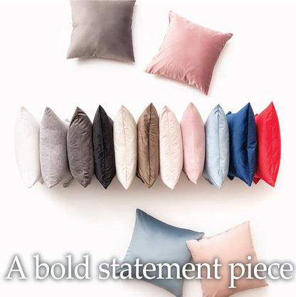 lalaLOOM Velvet Throw Pillow Covers, Set of 2, 18x18 Decorative Square Pillows Home Decor, Soft Accent Cases, Silky Machine Washable Pillowcases for Sofa, Couch, Bedroom, Living Room, Taupe