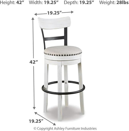 Signature Design by Ashley Valebeck 30" Modern Swivel Pub Height Barstool, Whitewash