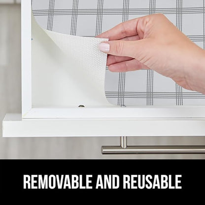 GORILLA GRIP DripGuard Shelf Liner, Non Adhesive Drawer and Kitchen Cabinet Protector, Slip Resistant BPA Free Smooth Surface Plastic Liners for Cabinets, Bathrooms, Closets, 12x120 Inch, White Stripe