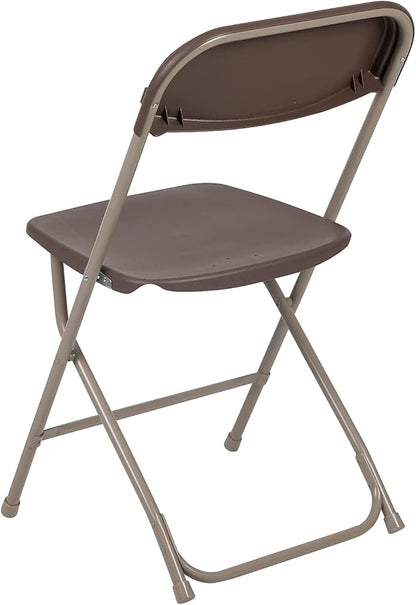 Flash Furniture Hercules Series Plastic Folding Chair - - Brown - 650LB Weight Capacity Comfortable Event Chair - Lightweight Folding Chair -