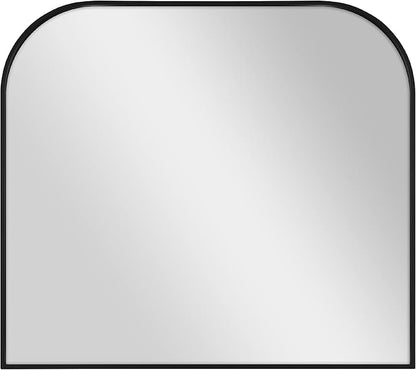 MCS Master & Co. Modern Metal Large Wall Mirror, Minimalist Home Decor Mantle Arch Mirror for Living Room, Bedroom, or Bathroom, 36 by 32 Inch, Black