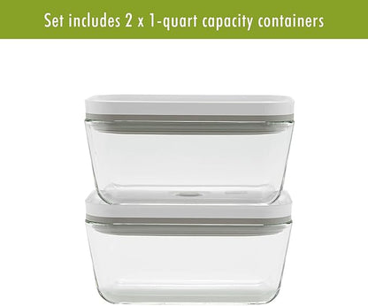 ZWILLING Fresh & Save 2-Piece Medium Glass Vacuum Sealer Food Storage Container with Airtight Lids