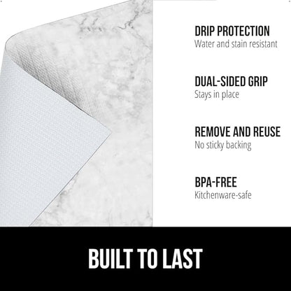 GORILLA GRIP DripGuard Shelf Liner, Non Adhesive Drawer and Kitchen Cabinet Protector, 24x240 Inch, Slip Resistant BPA Free Smooth Surface Plastic Liners for Cabinets, Bathrooms, Closets, Marble