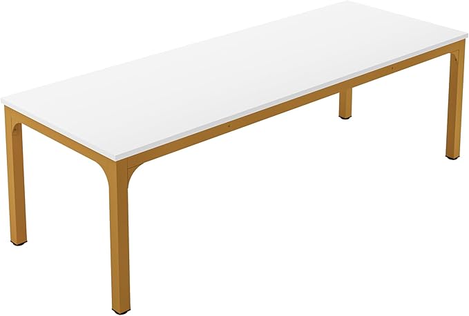 Tribesigns Modern 78.7 Inches Extra Long Computer Desk 2 Person Desk, Double Long Desk, Workstaion for Home Office, White+Gold