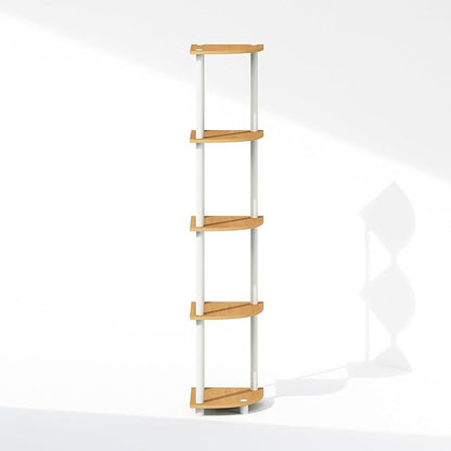 Furinno Turn-N-Tube Corner Shelf, 5-Tier Corner Display Rack, Shelving Unit, for Organization and Storage, Living Room, Home Office, Garage, Bedroom, Beech