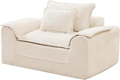 Hobestluk Cloud Single Sofa Memory Foam Couch with Deep Seat L Shaped Sofa with Removable Cover Large Couch for Living Room (Beige, Single Sofa)