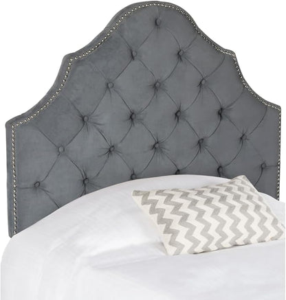 Safavieh Mercer Collection Arebelle Grey Tufted Silver Nailhead Headboard (Twin)