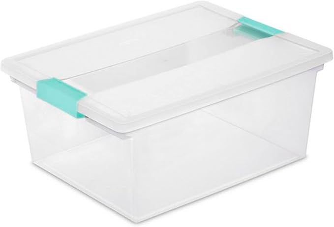 Sterilite Medium Clear Multipurpose Plastic Storage Tote, 4 Pack, and Large Clear Multipurpose Plastic Storage Tote, 4 Pack for Home Organization