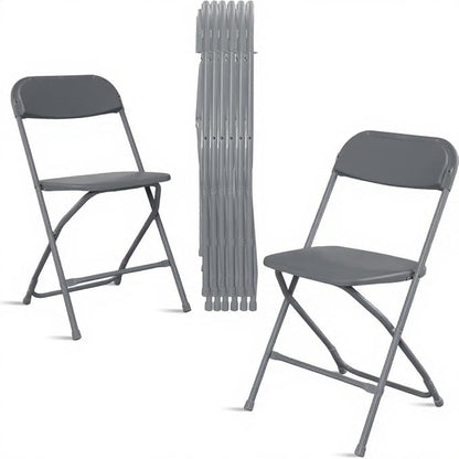 6 Pack Grey Heavy Duty Plastic Foldable Chair, Stackable Chairs with Reinfoced Steel Frame for Indoor and Outdoor, Wedding, Party, Restaurant, Meeting Room, Patio