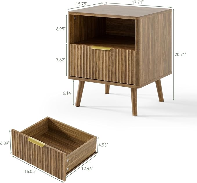 LYNSOM Fluted Dresser and Nightstand Sets 3 Piece, 6-Drawers Dresser and 1-Drawer Nightstands Set of 2, Wood Bedroom Furniture Set for Home, Bedroom, Hallway, Natural Oak