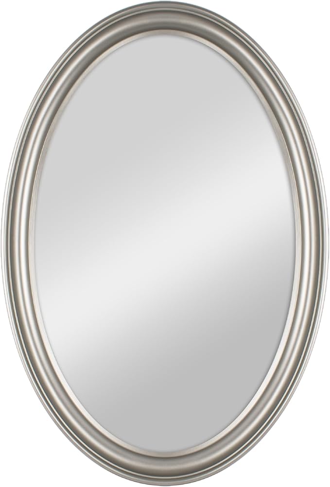 MCS 21x31 Large Wall Mirror, Classic Nickel Oval Mirror, Vertical & Horizontal Wall Hanging Mirror for Bathroom, Bedroom & Livingroom