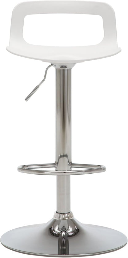 NOBPEINT Contemporary Chrome Air Lift Adjustable Swivel Bar Stool, Set of 4, White